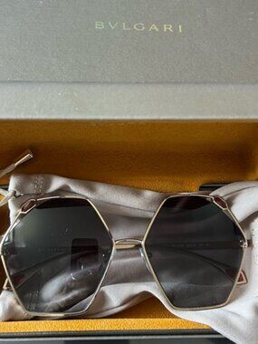 Bvlgari Octagonal Gold Tone Sunglasses New w/ Box‎ – Geometric Frame – Authentic